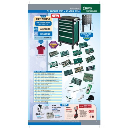 Sata D95126MP-8 301PCS 6 Drawer Master Tools Trolley Set